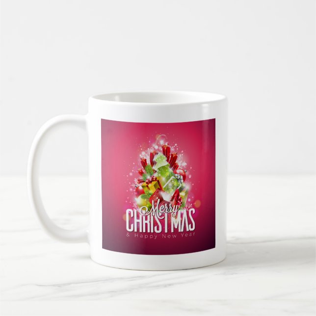 Mug Illustration graphique moderne de Noël rouge (Gauche)