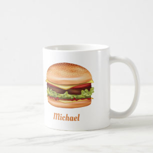 Mug Illustration Hamburger Fast Food Avec Nom Personna