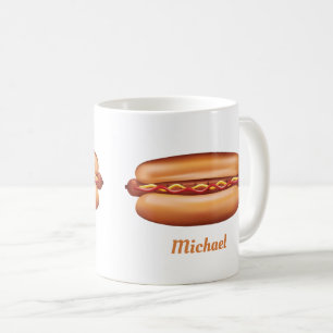 Mug Illustration Hot Dog Fast Food Avec Nom Personnali