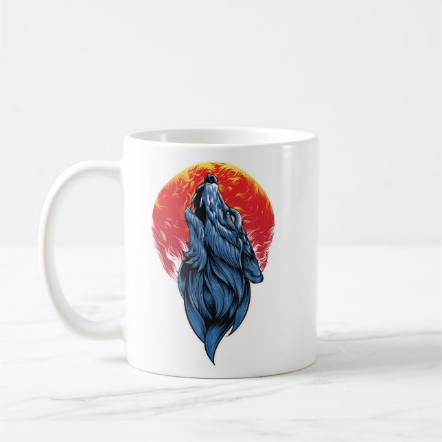 Mug Illustration Howling Wolf (Gauche)