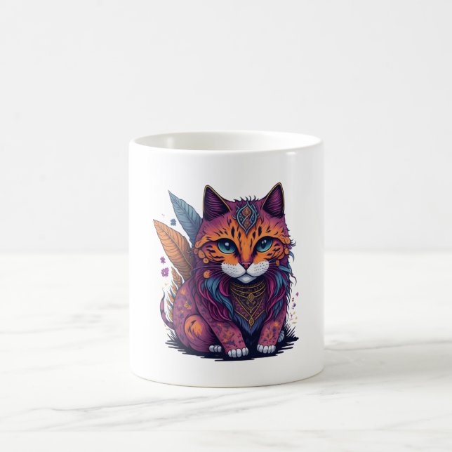 Mug Illustration magiqueAquarelle Chat Boho Chat Water (Centre)