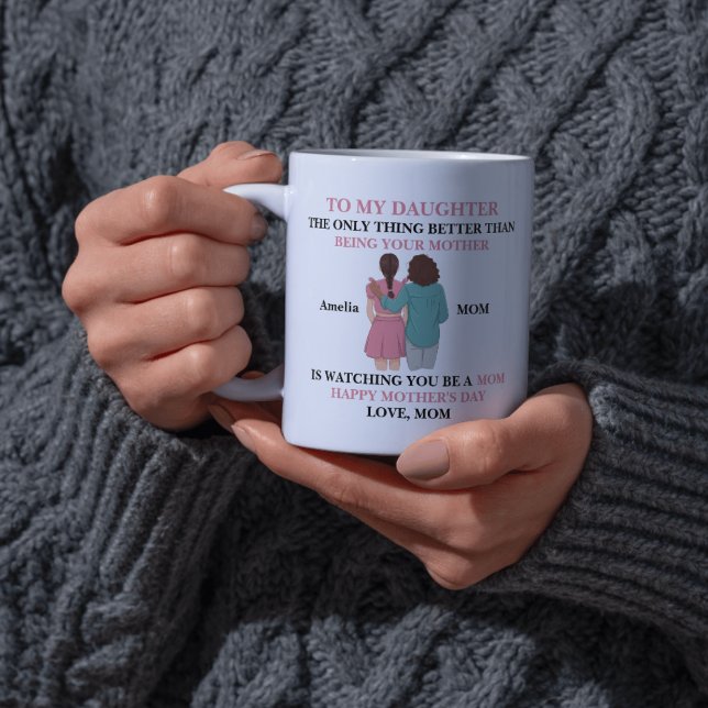 Mug Illustration Mère Fille Rose Citation Sincère (Créateur téléchargé)