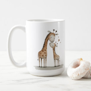 Mug Illustration mignonne de girafe et bébé