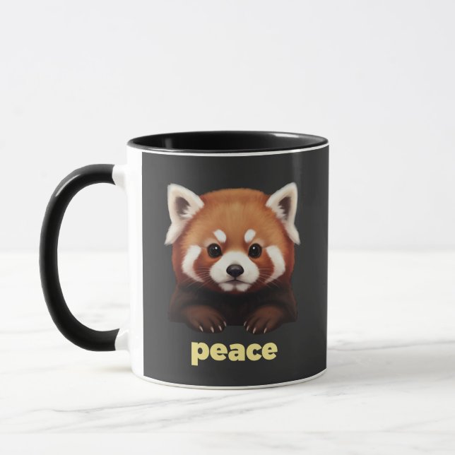 Mug Illustration mignonne du panda roux "Paix" pour en (Gauche)