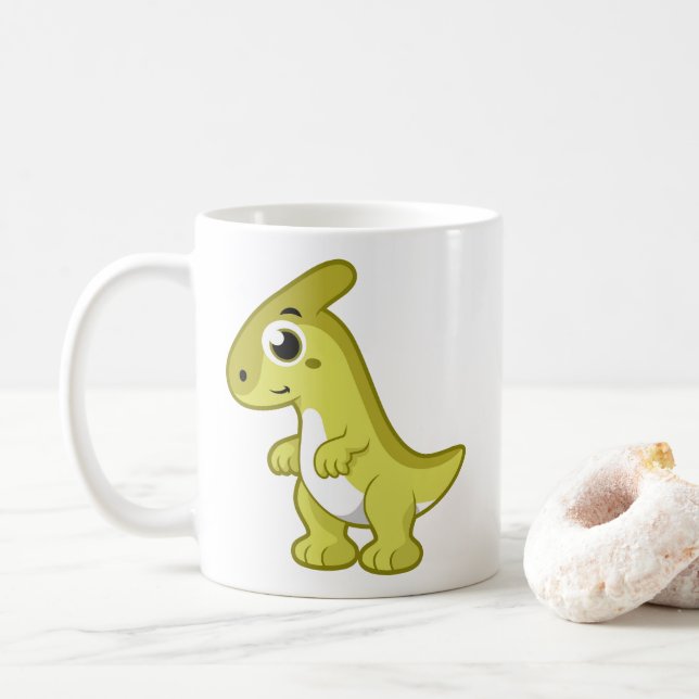 Mug Illustration Mignonne D'Un Parasaurolophus Dinosau (Avec donut)