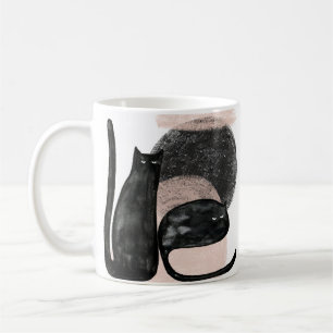 Mug Illustration minimaliste des chats noirs, art mode