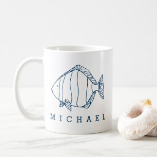Mug Illustration minimaliste du poisson bleu - Personn