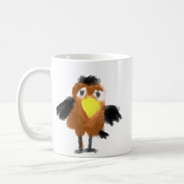 Mug Illustration numérique d'un oiseau brun fantaisist (Gauche)