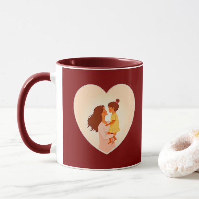 Mug Illustration of the love between mother and daught (Avec donut)