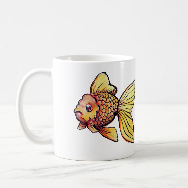 Mug Illustration Oranda Fancy Goldfish (Gauche)