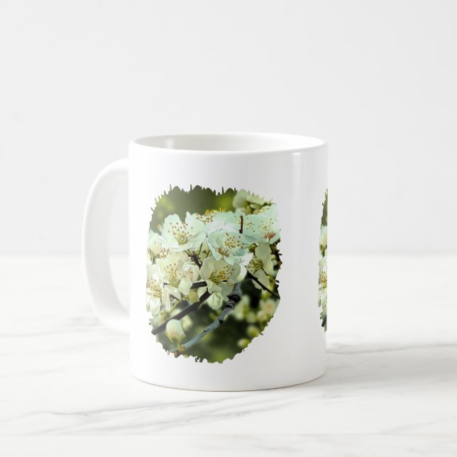 Mug Illustration ornementale Printemps Fleur Vert (Devant gauche)