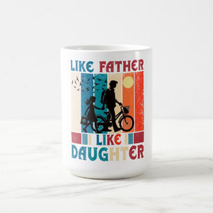 Mug Illustration rétro de lien cycliste père-fille