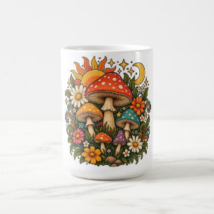 Mug Illustration Rétro Hippie Champignon & Fleur Sauva