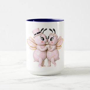 Mug Illustration romantique d'abeille affection