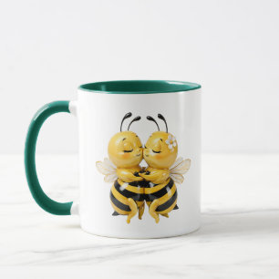 Mug Illustration romantique de l'abeille proximité