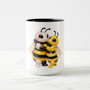 Mug Illustration romantique de l'abeille rapprochement