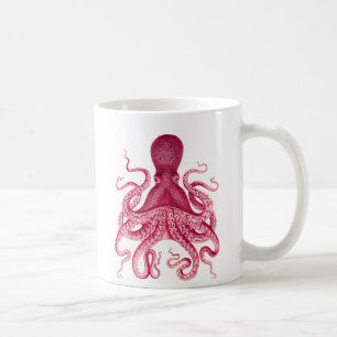 Mug Illustration rose Girly vintage de poulpe