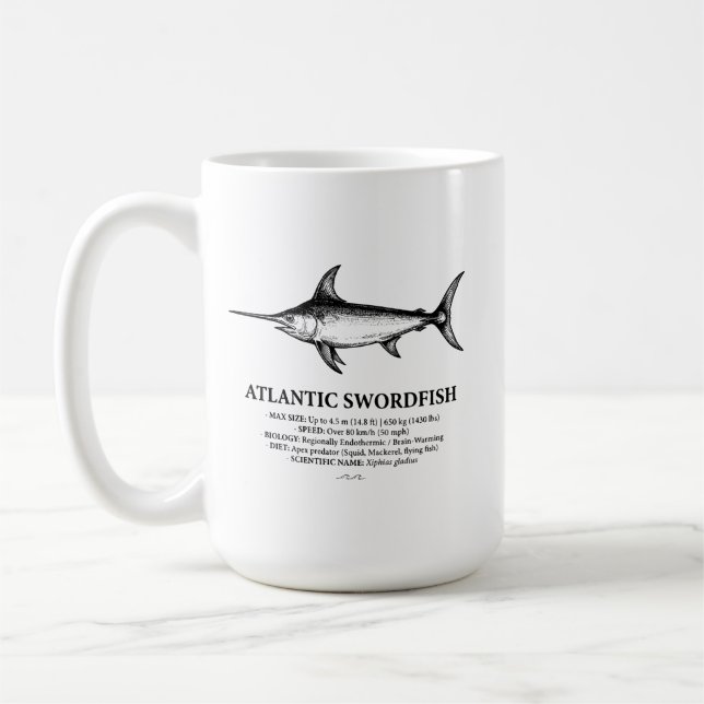 Mug Illustration scientifique d'espadon de l'Atlantiqu (Gauche)