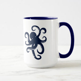 Mug Illustration simple de la pieuvre bleue