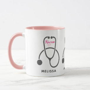 Mug Illustration Stylish Grey Stethescope Infirmière