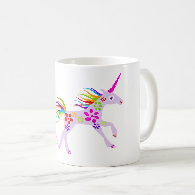 MUG ILLUSTRATION UNICORN VECTOR FLOWERS (Devant droit)