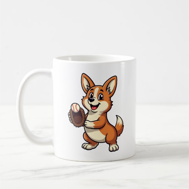 Mug Illustration vectorielle de dessin animé corgi chi (Gauche)