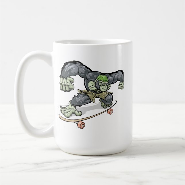 Mug Illustration vectorielle de gorille skater cool (Gauche)