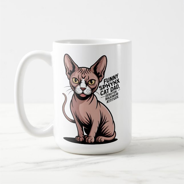 Mug Illustration vectorielle de papa chat Sphynx drôle (Gauche)