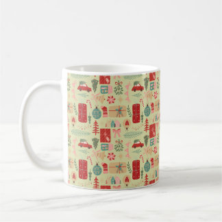 Mug Illustration verte de la menthe rose pâle de Noël