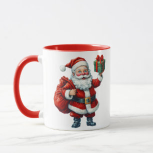 Mug Illustration Vibrante Du Père Noël Avec Boîte Cade