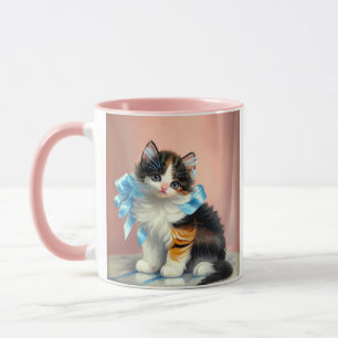 Mug Illustration vintage Calico Kitten