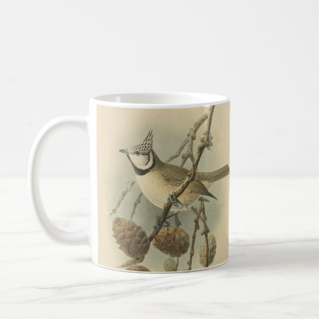 Mug Illustration vintage de l'European Crested Tit (Gauche)