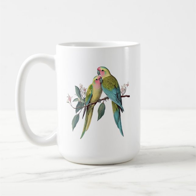 Mug Illustration vintage de perroquets princesse (Gauche)