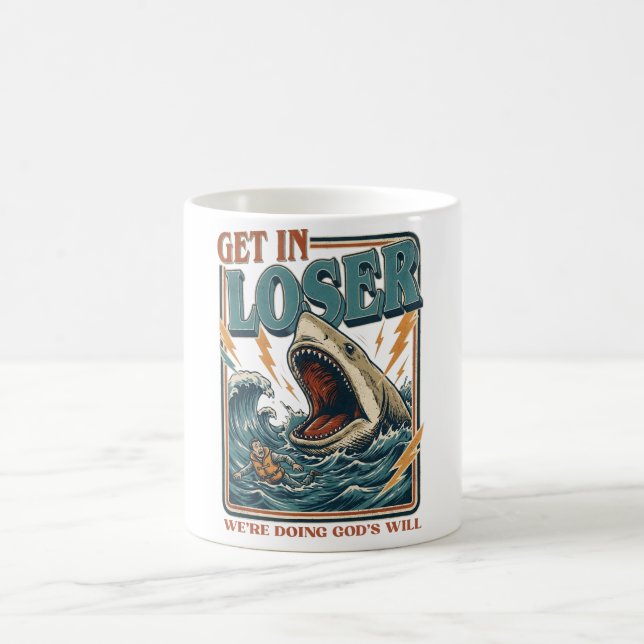 Mug Illustration vintage de requin drôle Humour noir O (Centre)