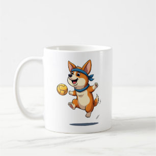 Mug Illustration vintage de volley-ball Corgi Chien mi