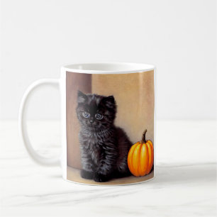 Mug Illustration vintage d'un chaton noir Halloween