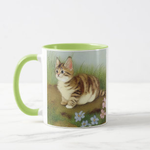 Mug Illustration vintage Kitten avec fleurs
