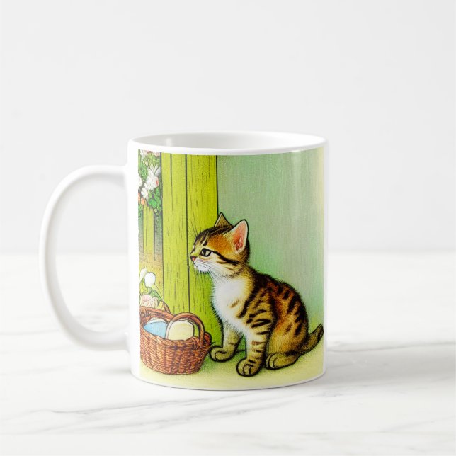 Mug Illustration vintage Tabby Cat (Gauche)