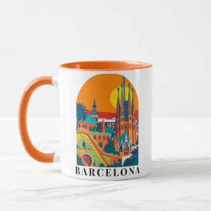 Mug Illustration Vintage voyage de Barcelone Espagne