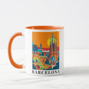 Mug Illustration Vintage voyage de Barcelone Espagne