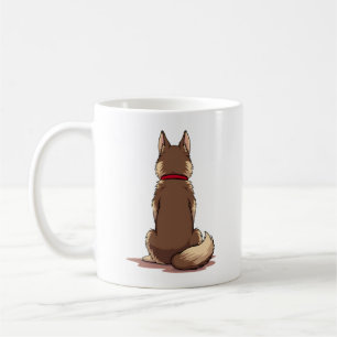 Mug Illustration vintage vue arrière chien husky marro