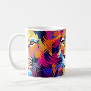 Mug illustrations colorées, lion, design simple - vi