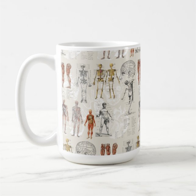 Mug Illustrations de biologie anatomique vintage (Gauche)