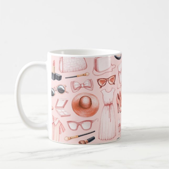 Mug Illustrations de mode. Motif transparent (Gauche)
