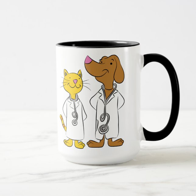 Mug illustré de vétérinaires pour chats et chiens (Droite)