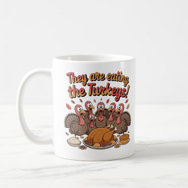 Mug Ils Mangent Les Dindes - Drôle Dinde (Gauche)