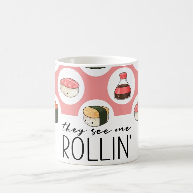 Mug Ils Me Voient Rollin' Kawaii Fun Sushi Rolls & Dot (Centre)
