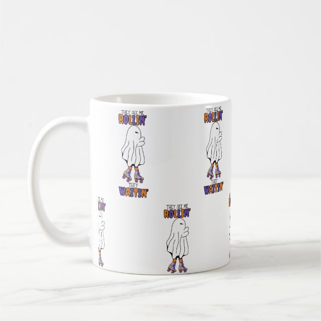 Mug Ils me voient rouler, ils attendent Retro Ghost (Gauche)