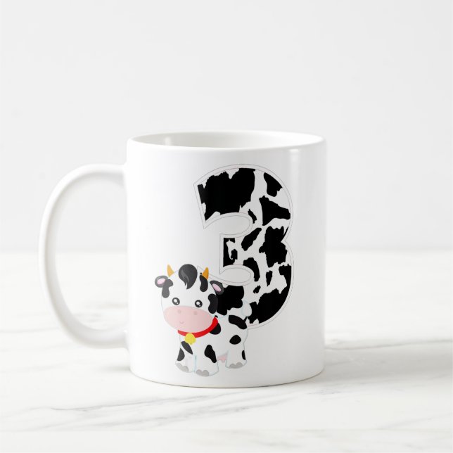 Mug I'm Three Age 3 Cow Farm Thème Anniversaire Cadeau (Gauche)