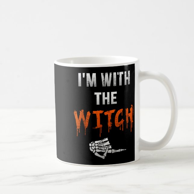 Mug I'm With Witch Skeleton Hand Funny Halloween Husba (Droite)